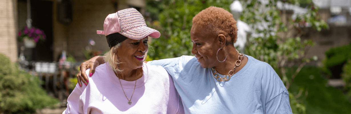 A patient reunites with her family after recovering at RUSH Specialty Hospital.
